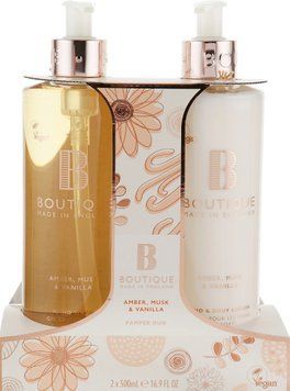 Подарунковий набір для тіла Grace Cole Boutique Amber, Musk & Vanilla Pamper Duo, 2 x 500 мл